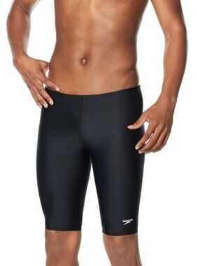 NWT Speedo Pro LT Jammer Swimsuit Stretch Long Swim Shorts Black Men's 28
